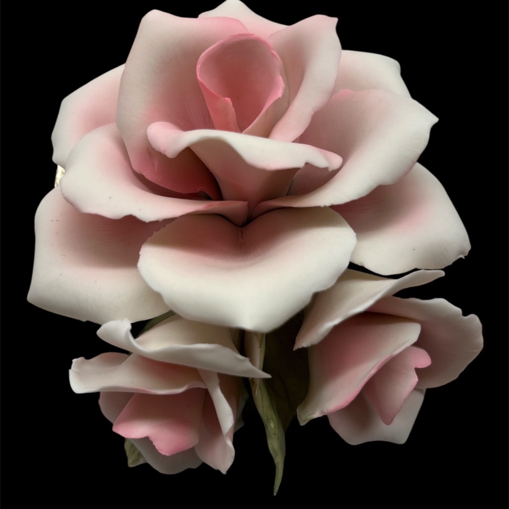Vintage Golden Crown Napoleon Capodimonte Porcelain Pink Rose Figurine